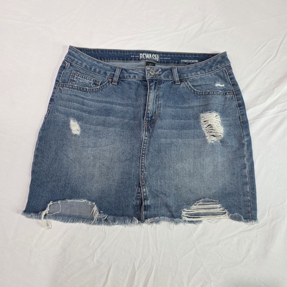 Rewash Classic Distressed Raw Denim Vintage Reunion 5 Pocket Skirt. 13/31
